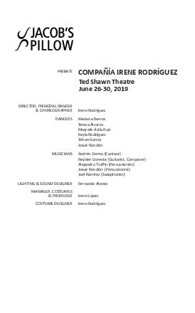 Compañía Irene Rodríguez Program 2019