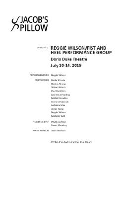 Reggie Wilson/Fist and Heel Performance Group Program 2019