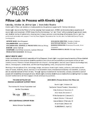 Kinetic Light Pillow Lab Program 2019