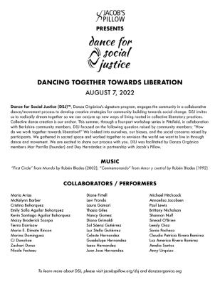 Dance for Social Justice Program 2022