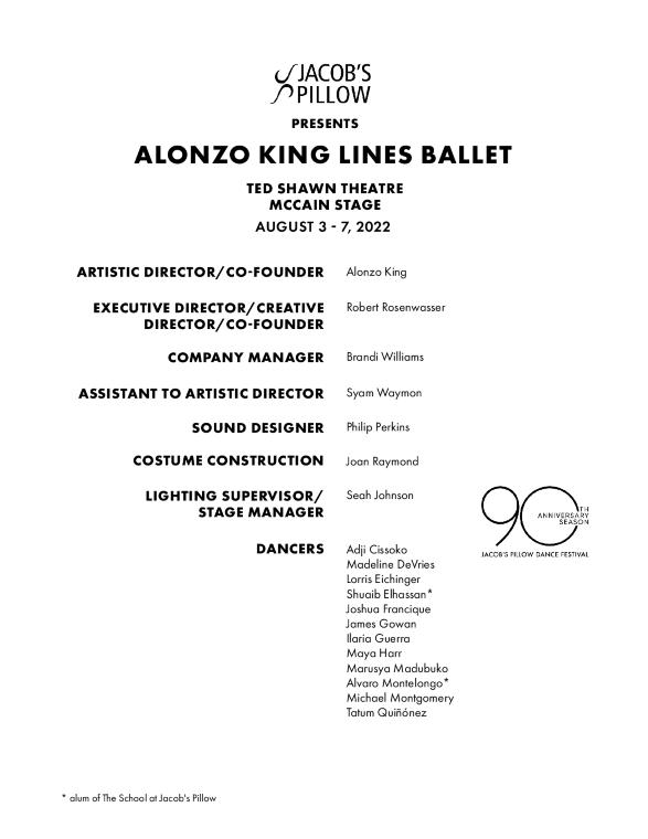Alonzo King LINES Ballet Program 2022