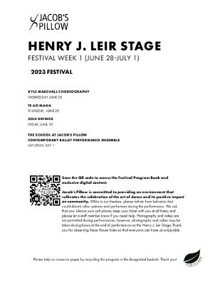 Henry J. Leir Performance Program Week 1 2023