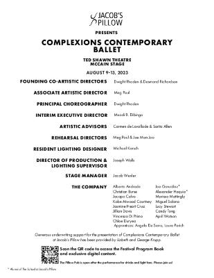 Complexions Contemporary Ballet Program 2023