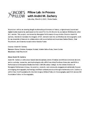 André M. Zachery Pillow Lab Program 2023