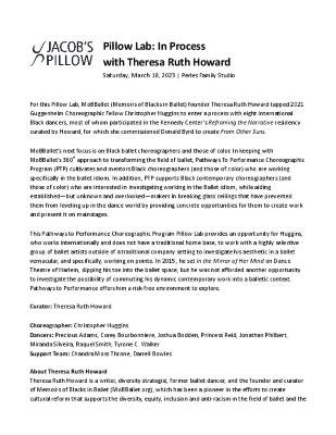 Theresa Ruth Howard Pillow Lab Program 2023