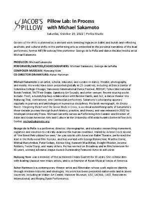 Michael Sakamoto Pillow Lab Program 2022