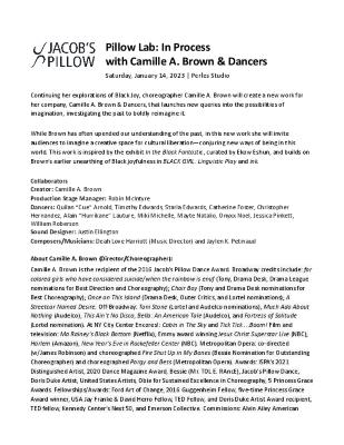 Camille A. Brown & Dancers Pillow Lab Program 2023