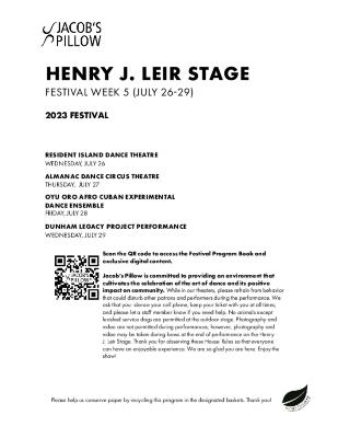 Henry J. Leir Performance Program Week 5 2023